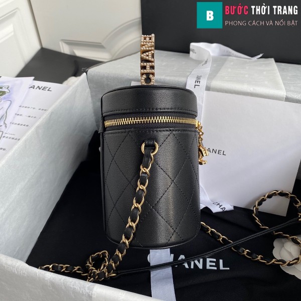 Túi xách Chanel Vanity case lambskin bag blach siêu cấp màu đen size 20 cm - AS2061