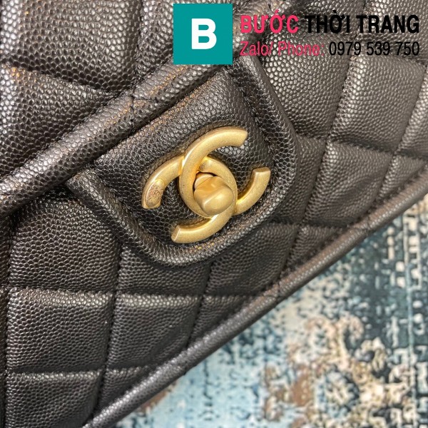 Túi đeo chéo Chanel siêu cấp da bê màu đen size 30cm - AS2358 