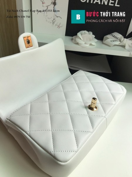 Túi Xách Chanel Flap Bag Siêu Cấp Da Cừu Màu Trắng 24cm - AS1353