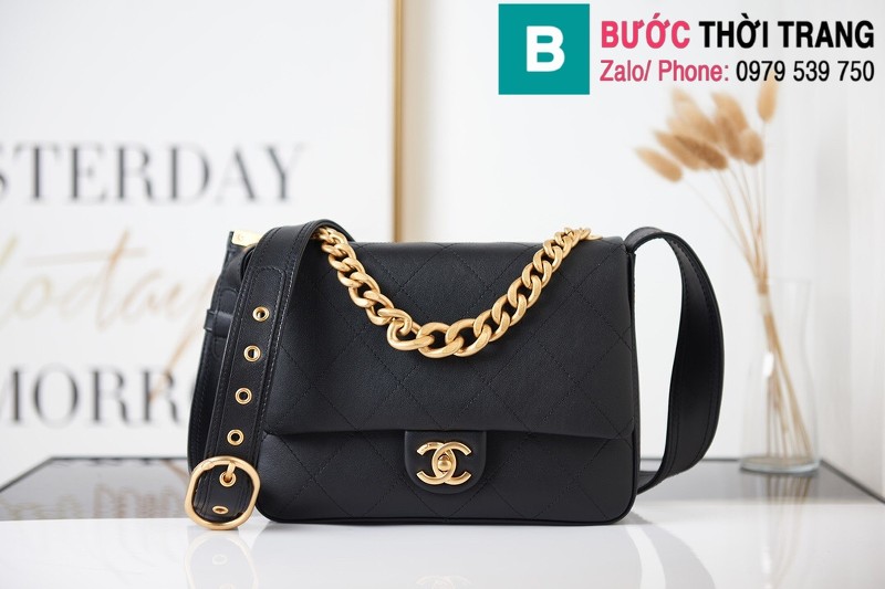 Túi xách Chanel Classic Handbag siêu cấp da bê màu đen size 24cm - AS2842