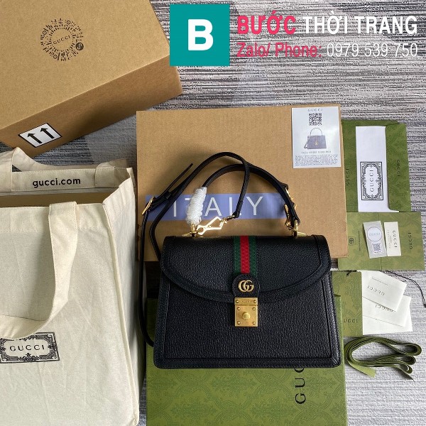 Túi xách Gucci Ophidia small top handle bag siêu cấp da bê màu đen size 25cm - 651055