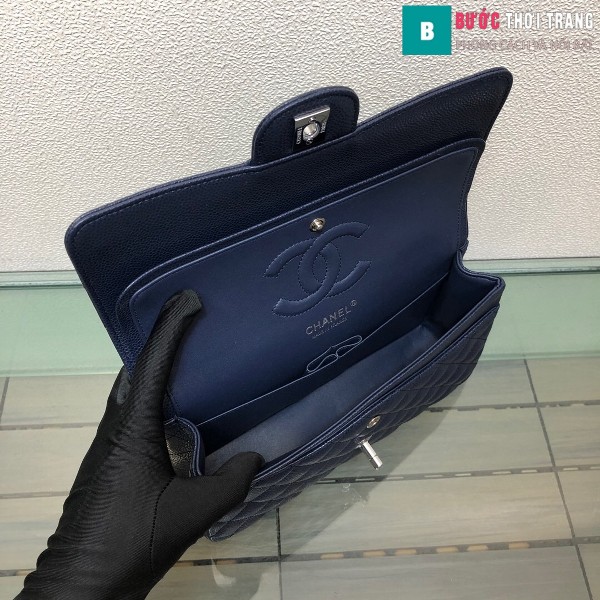 Túi xách Chanel Classic siêu cấp màu xanh đen size 25 cm - 1112