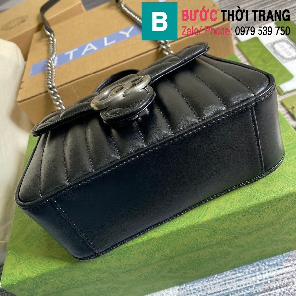 Túi xách Gucci Marmont mini top handle bag siêu cấp màu đen size 21cm - 583571