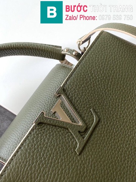 Túi xách LV Louis Vuitton Capucines Bag siêu cấp da bê màu rêu size 31cm - M92800 