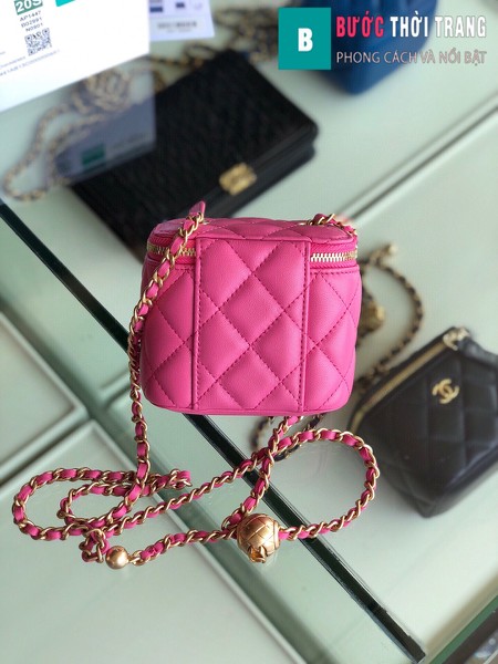 Túi xách Chanel Small vanity bag wich strap siêu cấp màu hồng size 11 cm - AP1147y