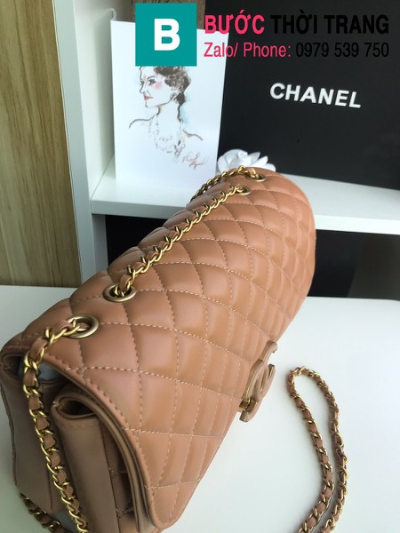 Túi xách Chanel Enamel CC Plap Bag siêu cấp da cừu màu nâu size 26cm - 57276