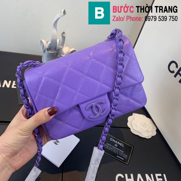 Túi xách Chanel Ulta Matte Square Mini Bag siêu cấp da bê màu tím size 19cm - AS1784 