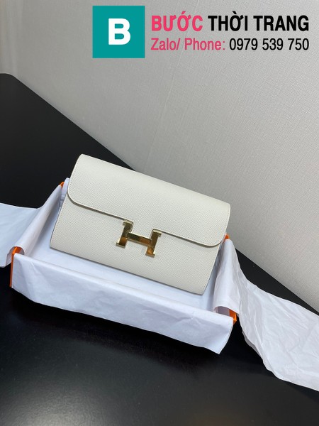 Túi xách Hermes Constance siêu cấp da epsom màu trắng size 20.5cm