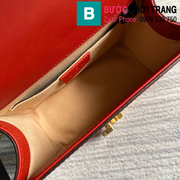 Túi Gucci Sylvie leather mini chain bag siêu cấp màu đỏ size 19 cm - 431666
