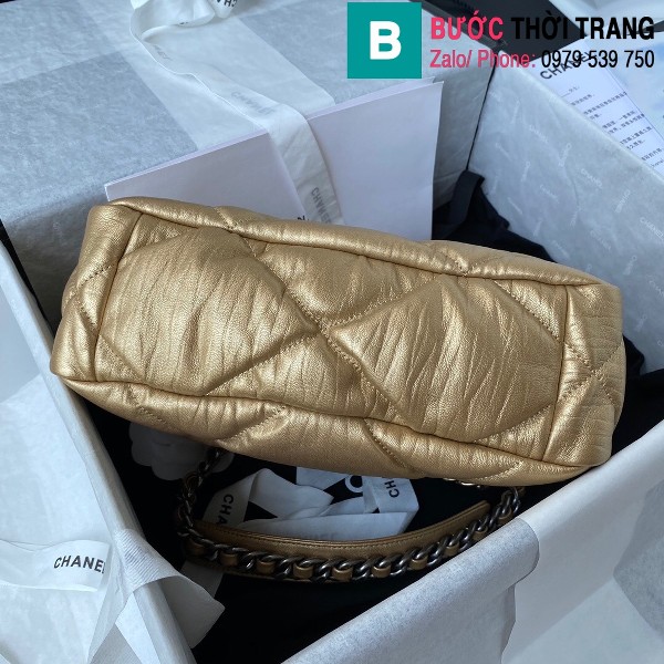 Túi xách Chanel 19 bag siêu cấp da cừu màu vàng đồng size 26cm
