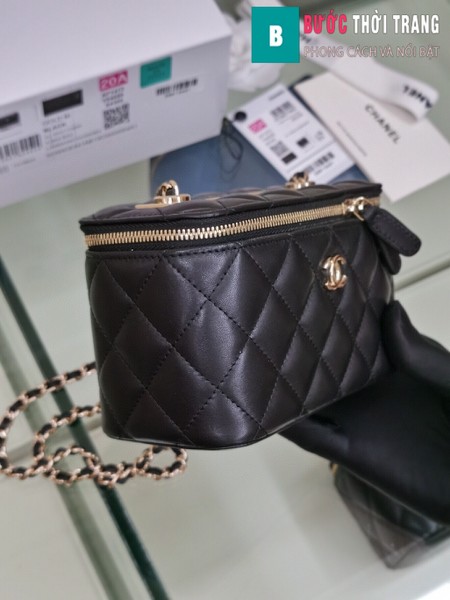 Túi xách Chanel Vanity bag with strap siêu cấp màu đen size 16 cm - AP1472y