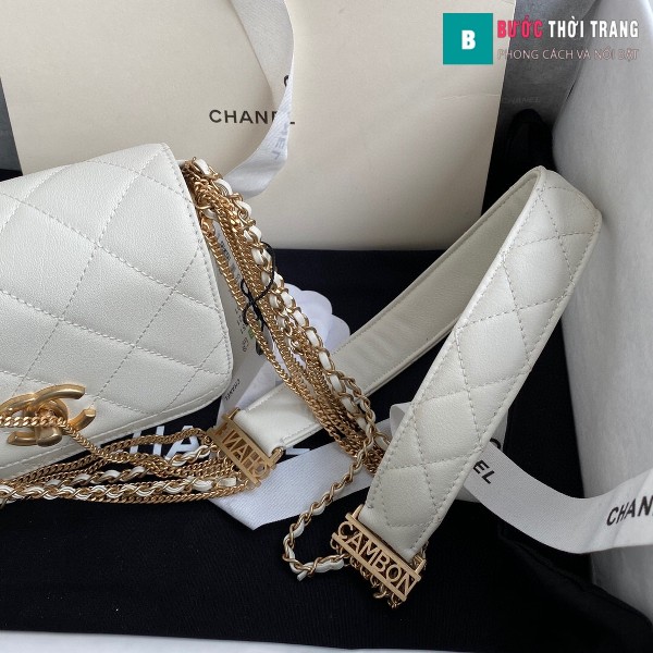 Túi xách Chanel Woke Classic Fap siêu cấp màu đen trắng cừu size 15 cm - AS2052