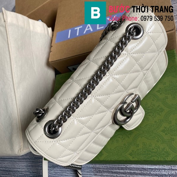 Túi xách Gucci Marmont small matelassé shoulder bag siêu cấp màu trắng size 26cm - 443497