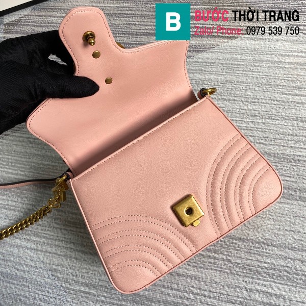 Túi xách Gucci Marmont mini top handle bag siêu cấp màu hồng size 21 cm - 547260