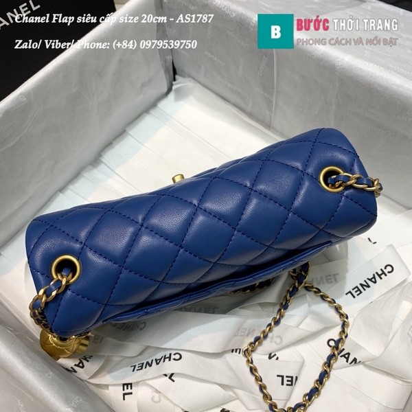 Túi Xách Chanel Flap Bag siêu cấp da cừu màu xanh blue size 20cm - AS1787