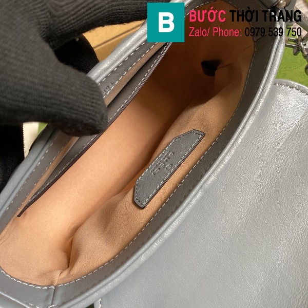 Túi xách Gucci Marmont mini top handle bag siêu cấp màu xanh xám size 21cm - 583571