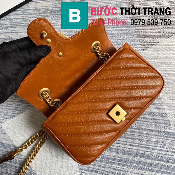 Túi xách Gucci Marmont matelasé mini bag siêu cấp màu đồng size 22cm - 446744