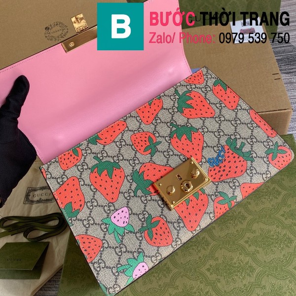 Túi xách Gucci Tian Padlock Shoulder bag siêu cấp màu be hồng size 30cm - 409486