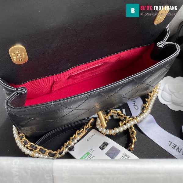 Túi xách Chanel Flap Shoulder bag siêu cấp màu đen size 21 cm -  AS2210
