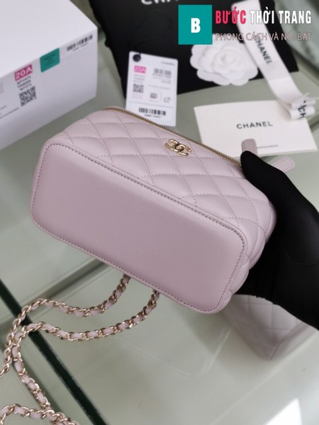 Túi xách Chanel Vanity bag with strap siêu cấp màu hồng nhạt size 16 cm - AP1472y