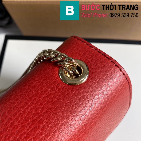 Túi đeo vai Gucci Interlocking G Chain siêu cấp màu đỏ size 20 cm - 510304 