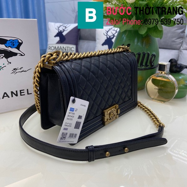 Túi xách Chanel Boy siêu cấp ô trám da bê màu đen size 25cm - 67086