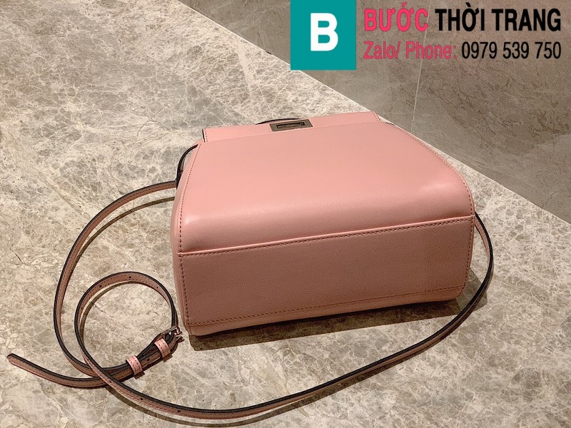 Túi xách Fendi Peekaboo iconic mini siêu cấp da nappa màu hồng size 23cm 