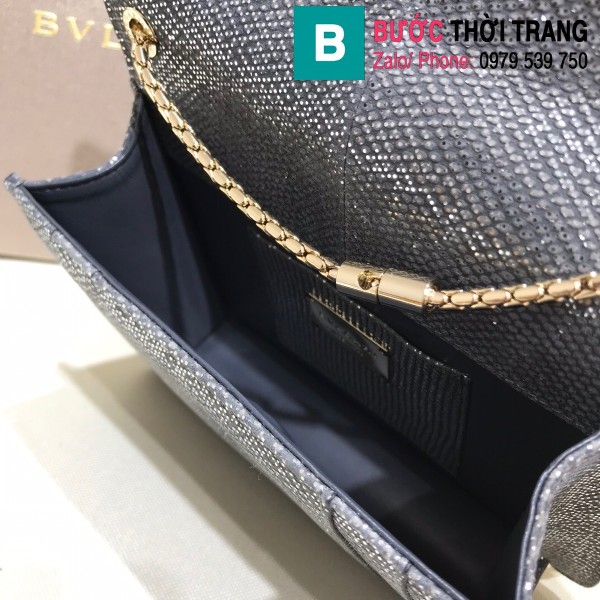 Túi xách Bvlgari Serpenti Porever crossbody bag siêu cấp da rắn màu đen size 20cm - 34559 