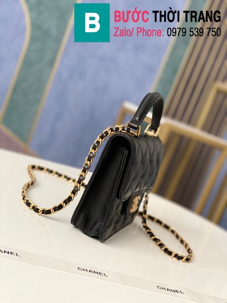 Túi xách tay Chanel mẫu mới siêu cấp da bê màu đen size 18 cm - AS8817 