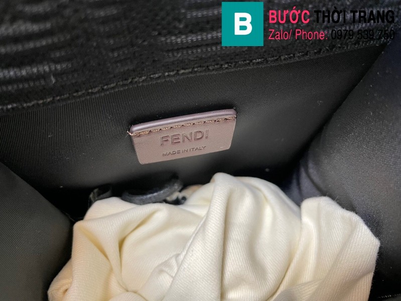 Túi xách Fendi tote mini siêu cấp da bê màu đen size 18cm 8376