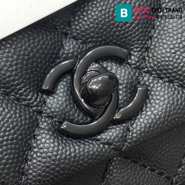 Túi xách Chanel Cocohandle Flap bag siêu cấp da bê màu đen size 23cm - 92990