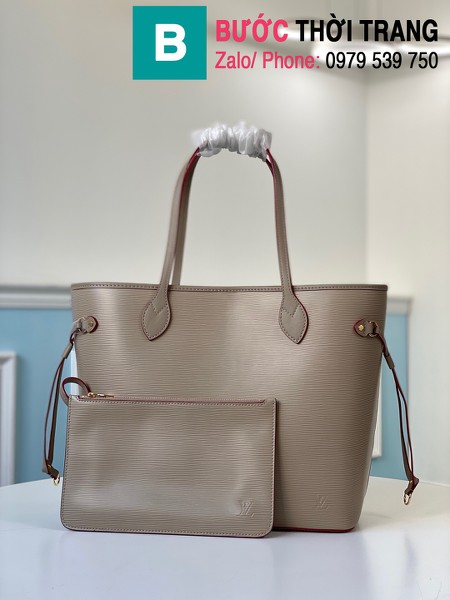 Túi xách Louis Vuitton Neverfull MM siêu cấp da Epi màu xám size 32 cm - M56947