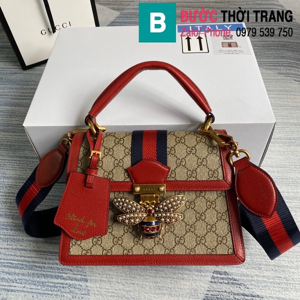 Túi Gucci Queen Mragaret GG Top Handle Satchel siêu cấp viền đỏ size 25.5 cm - 476541