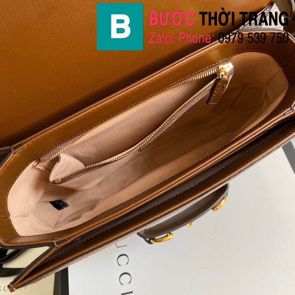Túi xách Gucci Horsebit 1955 shoulder bag siêu cấp vải casvan viền nâu size 25cm - 602204