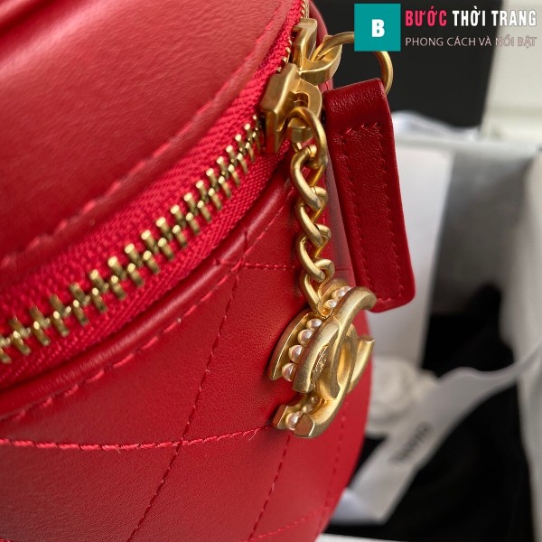 Túi xách Chanel Vanity case lambskin bag blach siêu cấp màu đỏ size 20 cm - AS2061