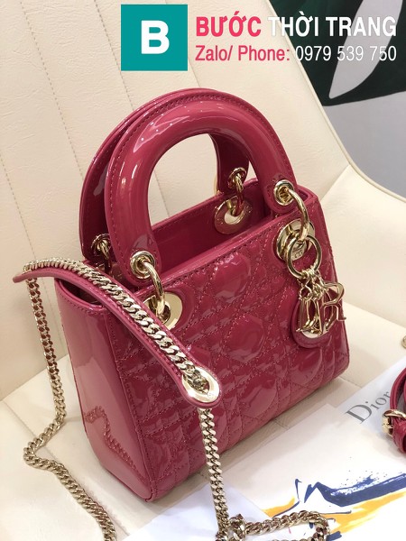 Túi xách Dior Lady bag siêu cấp da bê bóng màu đỏ size 17cm 