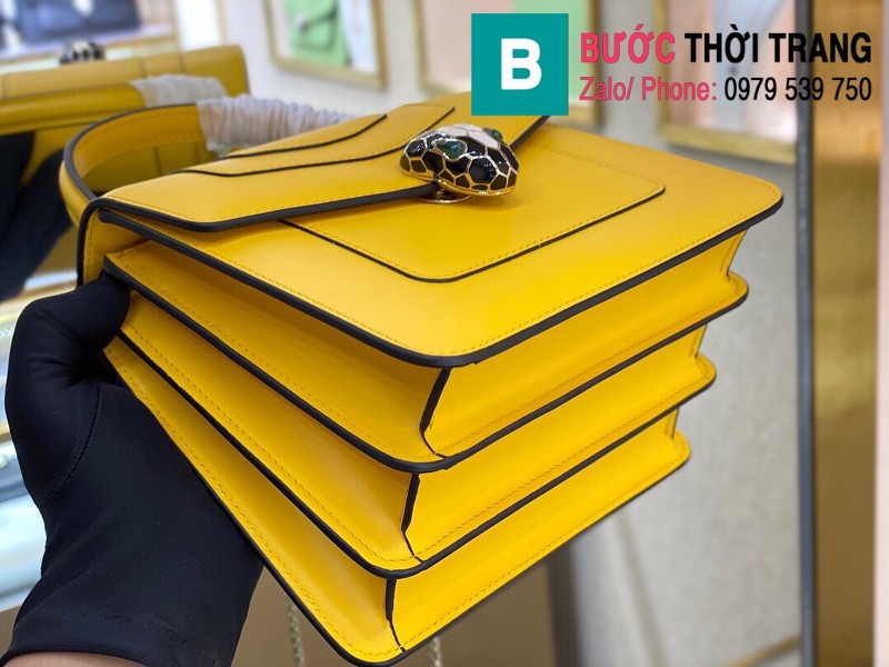  Túi xách Bvlgari serventi forever siêu cấp da bê màu vàng size 18 cm