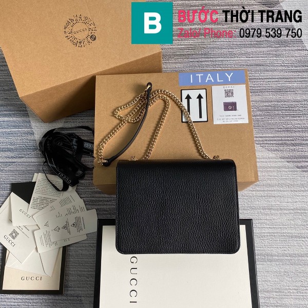 Túi đeo vai Gucci Interlocking G Chain siêu cấp màu đen size 20 cm - 510304 