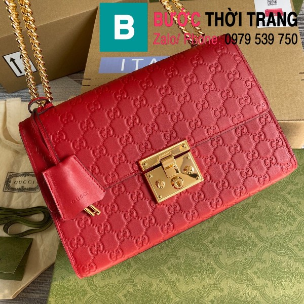 Túi xách Gucci Tian Padlock Shoulder bag siêu cấp màu đỏ size 30cm - 409486