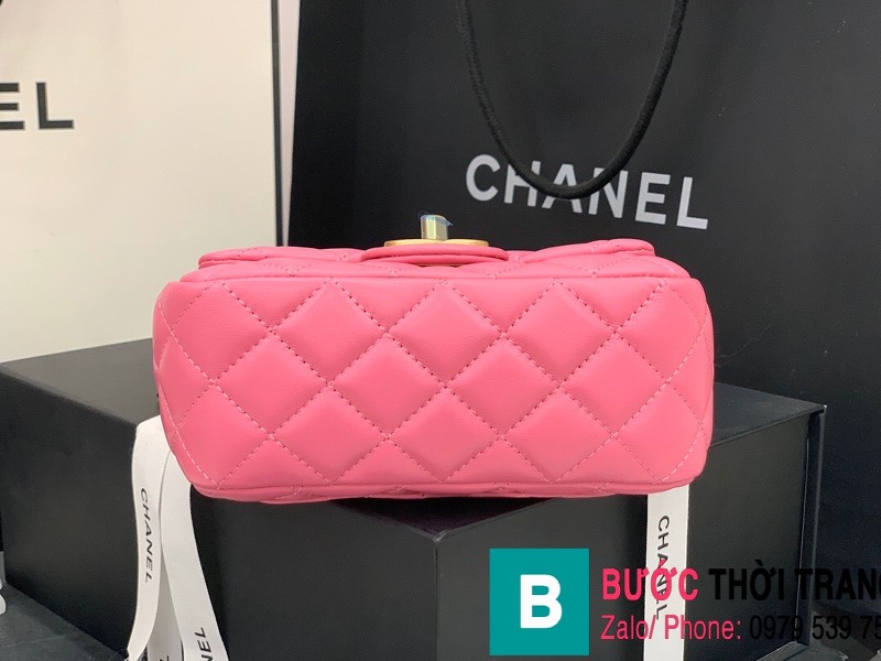 Túi đeo chéo Chanel Flap Bag siêu cấp da cừu màu hồng size 18cm AS2379