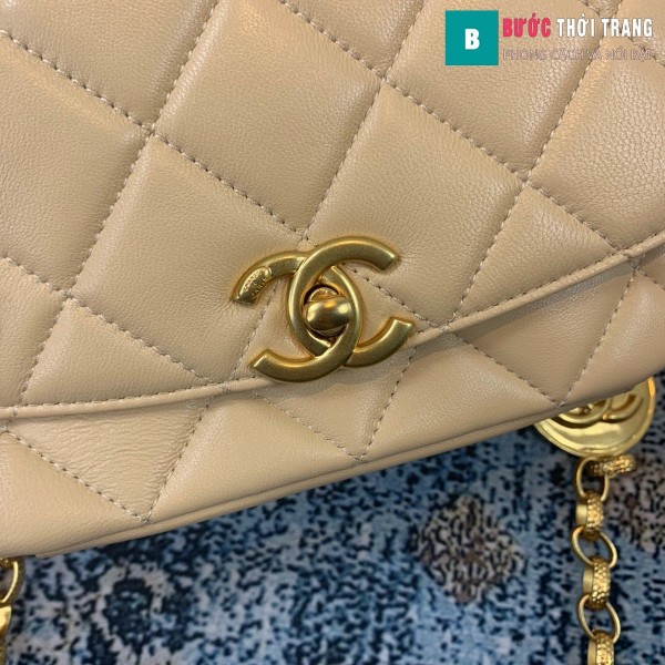 TÚi xách Chanel Small flap Bag siêu cấp màu trắng ngà size 17.5 cm - AS2189