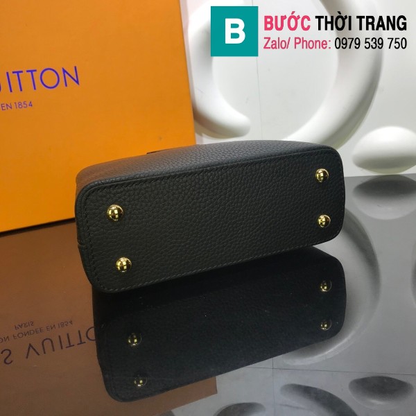 Túi xách Louis Vuitton Capucines Taurillon siêu cấp màu đen size 21 cm - M56845