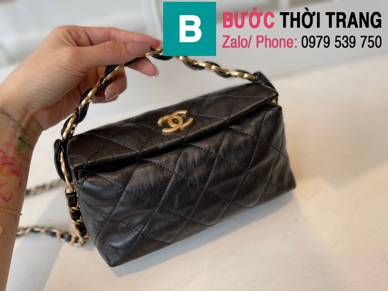 Túi xách Chanel Small Hobo Bag siêu cấp da cừu màu đen size 19cm - AS2479
