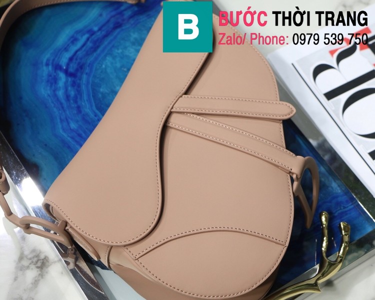 Túi xách Dior Saddle Bag siêu cấp chất liệu da bê màu nude size 25.5cm