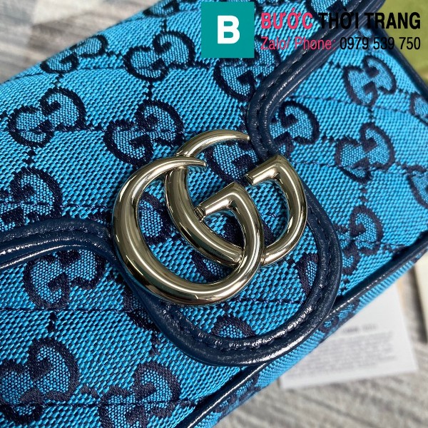 Túi xách Gucci Marmont mini siêu cấp cascan màu xanh đậm size 16.5cm - 476433 