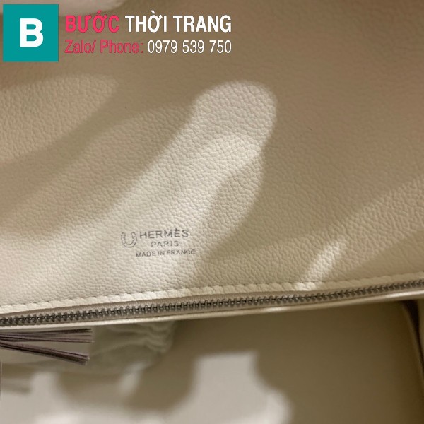 Túi xách Hermes Birkin siêu cấp da Togo màu trắng 4 size 30cm