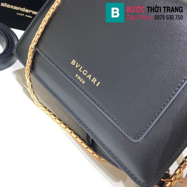 Túi xách Bvlgari Alexander Wang siêu cấp da bê màu đen size 18.5cm