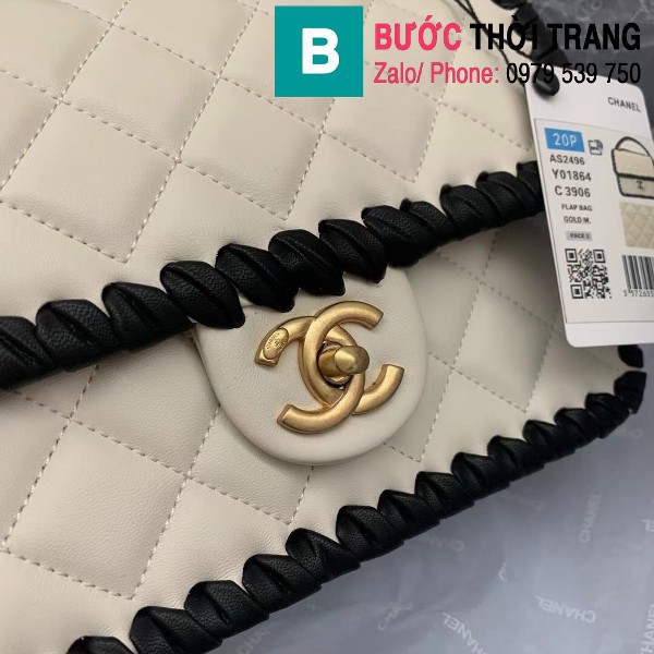 Túi đeo chéo Chanel siêu cấp mẫu mới da bê màu trắng size 22cm - AS2496