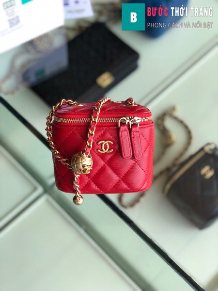 Túi xách Chanel Small vanity bag wich strap siêu cấp màu đỏ size 11 cm - AP1147y