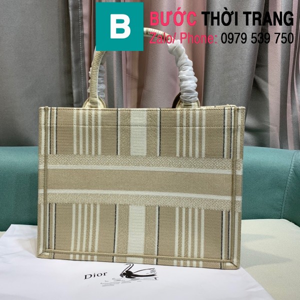 Túi xách Dior Book tote siêu cấp casvan sọc trắng xám size 41.5cm - M1286